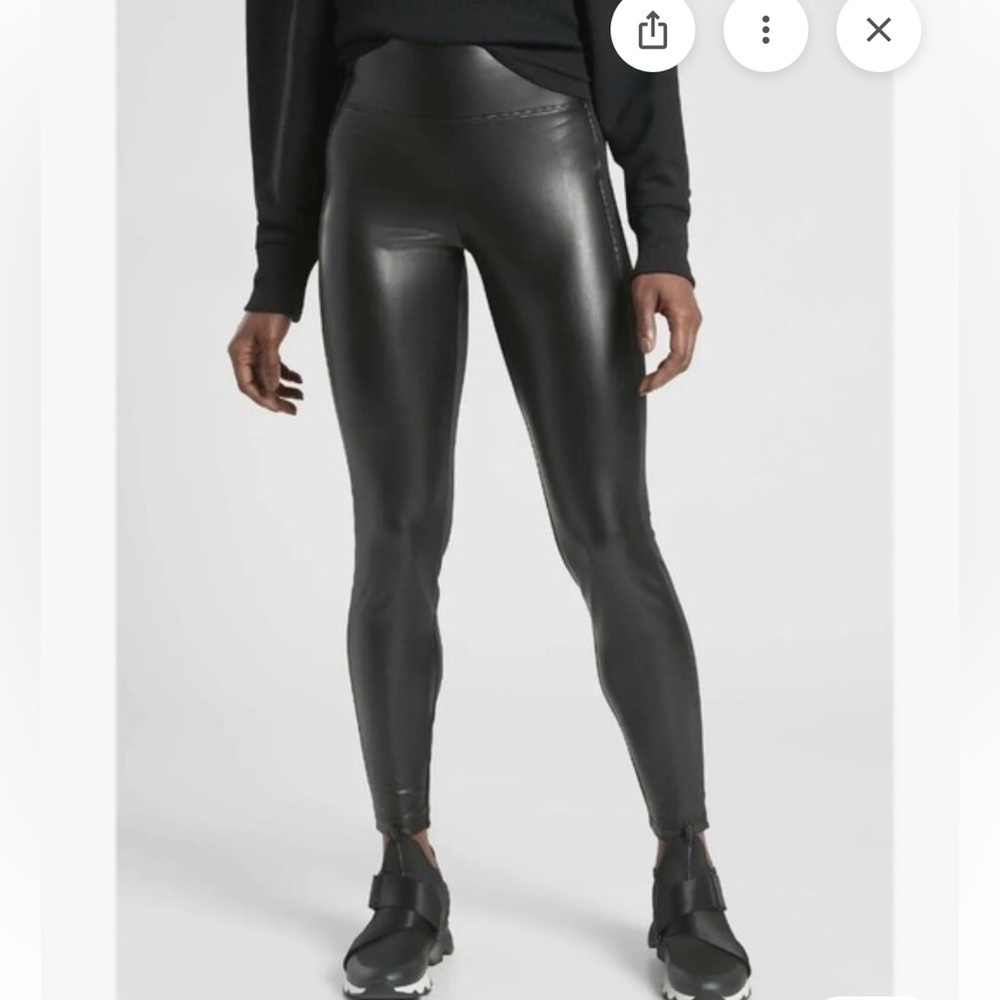 Athleta Delancey Mixed Media Shine Tights Leggings - Faux Leather - Picture 2 of 9
